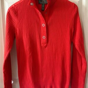 Ralph Lauren Men's Vibrant Orange 3/4 Button Sweater